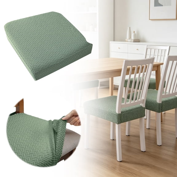 Stretch Chair Seat Covers Waterproof, Elastic Dining Room Chair Slipcovers Washable, Knit Pattern Upholstery Pad Cover for Home Kitchen Hotel, Tear Resistant Furniture Protector
