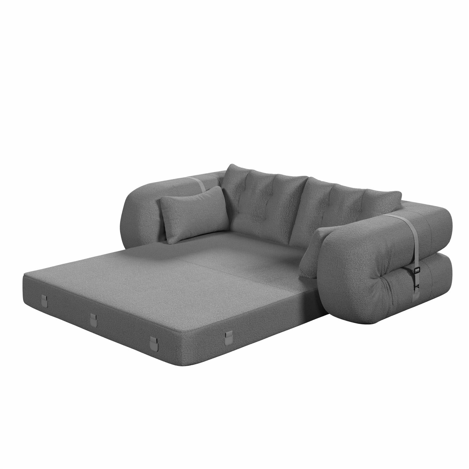 Demi Bonn 78" Cozy Sofa Couch, Foldable 3-in-1 Sleeper Bed, Multi-Functional Lazy Sofa for Living Room, Playroom, Comfortable Foam-Filled, Gray