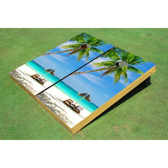 Beach Chairs #4 Left Themed Cornhole Boards Bag Toss Set