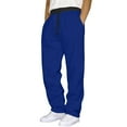 thumbnail image 2 of Men's Midweight Fleece Jogger Sweatpants, Open Bottom Elastic Drawstring Waist with Pockets for Lounge - Sweatpants for Men Royal Blue M, 2 of 6