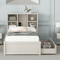 thumbnail image 2 of Miniyam Twin Size Bed with Built-in USB Port, Bookcase, Drawers for Kids and Teens, White, 2 of 7