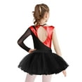 thumbnail image 2 of TiaoBug Kids Girls Ballet Dance Outfits Sparkle Long Sleeve Leotards with Tutu Skirt Figure Skating Performance Costume Red&Black 10, 2 of 7