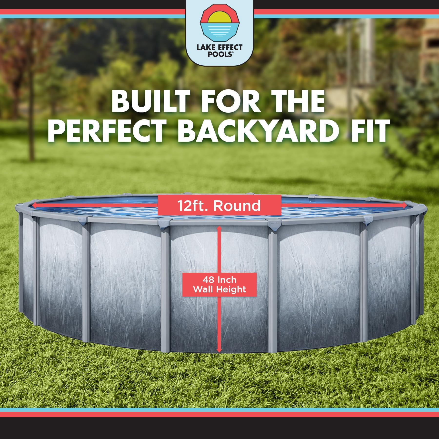 Lake Effect Pools 12' x 48" Round Bermuda Galvanized Painted Steel Above Ground Swimming Pool