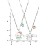 Sanrio Girls/Tweens Hello Kitty & Cinnamoroll Best Friends Necklace, Set of 2 with BFF Charm, 18