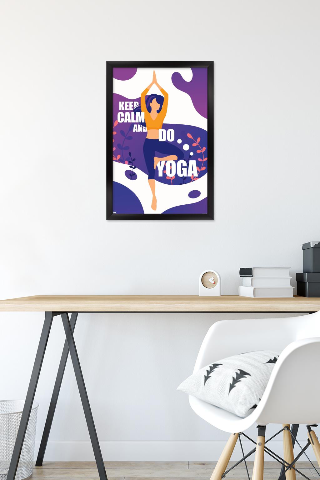 Keep Calm and Do Yoga Wall Poster, 14.725" x 22.375" Framed