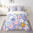 thumbnail image 2 of Feelyou Cherry Blossoms Bedding Comforter Set 7 Pieces, Cartoon Flower Floral Full Bedding Set, Teens Kids Girls Women Reversible Fitted Sheet Flat Sheet, Breathable Home Decor, 2 of 7
