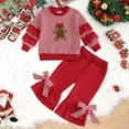 thumbnail image 2 of newwalpole Toddler Baby Christmas Outfit Boy Girl Santa Outfit Long Sleeve Stripes Sweatshirt Pants Set Fall Winter Clothes Pink for Size 5-6 Years, 2 of 7
