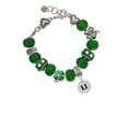 thumbnail image 2 of Delight Jewelry Silvertone Disc 1/2'' Initial - u - Green Irish Luck Bead Charm Bracelet, 7.5", 2 of 4