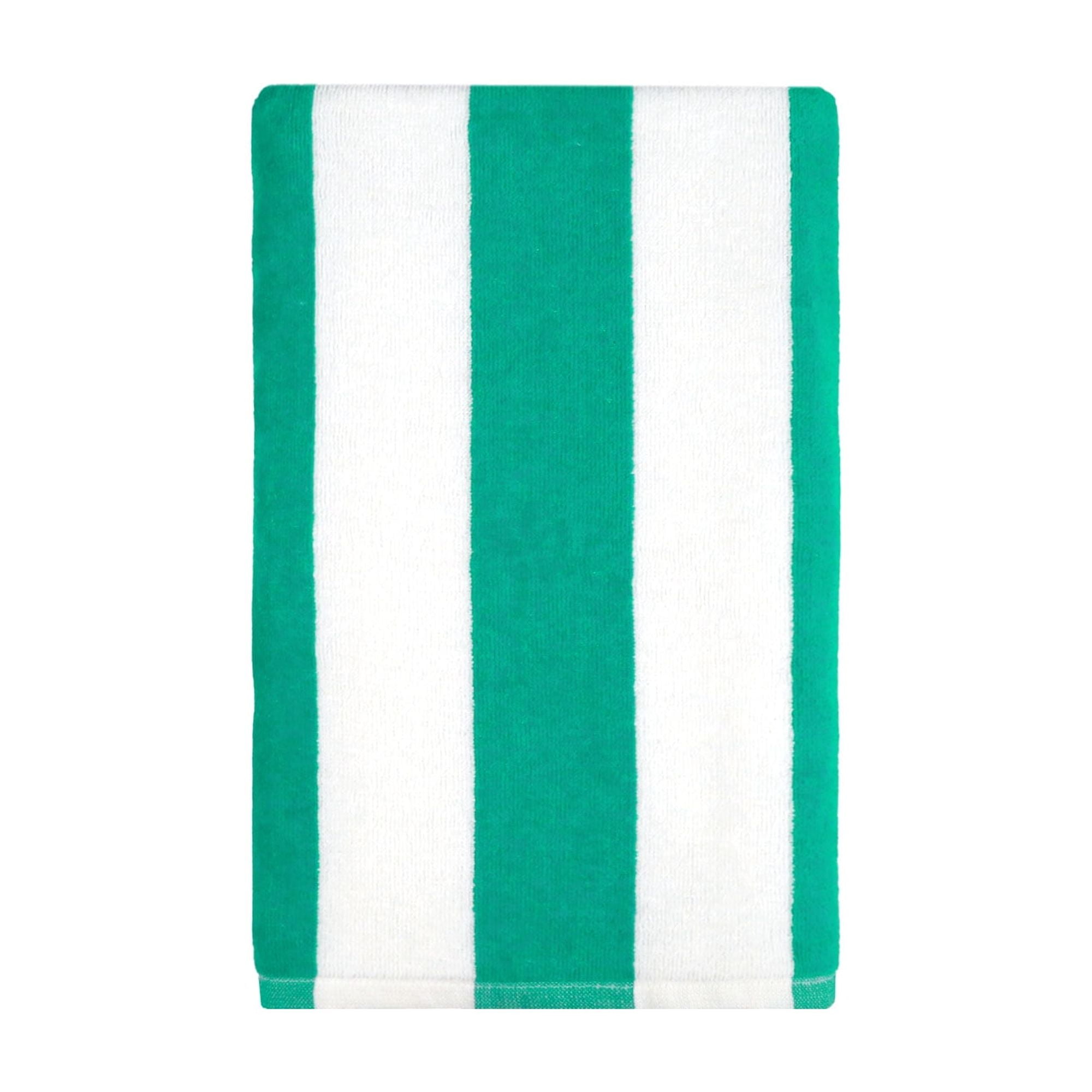 (2 pack) Mainstays Cabana Stripe Beach Towel, 58 in x 28 in, Green