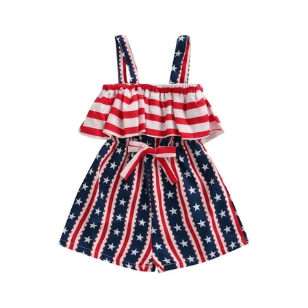 

Calsunbaby Newborn Baby Girls Romper Independence Day Star Stripe Print One Piece Jumpsuit 4th of July Clothes Red 5-6 Years