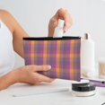 thumbnail image 7 of Cauagu Orange and Purple Plaid for Tyvek Makeup Bag,Reusable Travel Cosmetic Bag Women Organizer Toiletry Bag Birthday,Gifts for Women Girlfriend Mom Teacher 6.5’’*8.9’’, 7 of 7