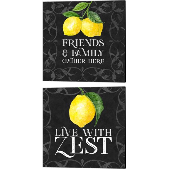 Great Art Now Live with Zest Sentiment by Tara Reed 2 Piece Canvas Art Set Each 14"W x 14"H