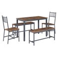 thumbnail image 4 of 5 Piece Dining Table Set, Small Dining Room Table Set with Metal Frame, Industrial Kitchen Table and Chairs for 4, Wooden Table Top, Suitable for Small Spaces, Breakfast, Dining, Vintage Brown, 4 of 9