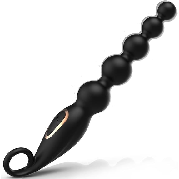 KUSHOR Adults Vibrating Anal Beads Butt Plug, Graduated Design Silicone Anal Vibrator with 7 Vibration Modes,Waterproof Sex Toys for Men &Women(Black)