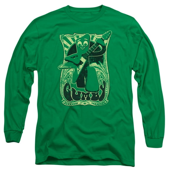 Gumby Men's Vintage Rock Poster Long Sleeve Large Green