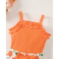 thumbnail image 4 of 6 Months Baby Girls Clothes 12 Months Girls 2PCS Summer Outfits Set Flower Print Infant Girls Sleeveless Top Shorts Set Orange, 4 of 7