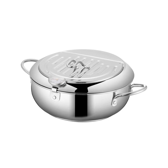 Billuyoard Olla para freír profunda de 2,2/3,2 l, freidora de acero inoxidable, freidora Tempura, sartén para cocina, olla frita con termómetro y tapa Electrodomésticos Grad-20cm Billuyoard HA004179-01