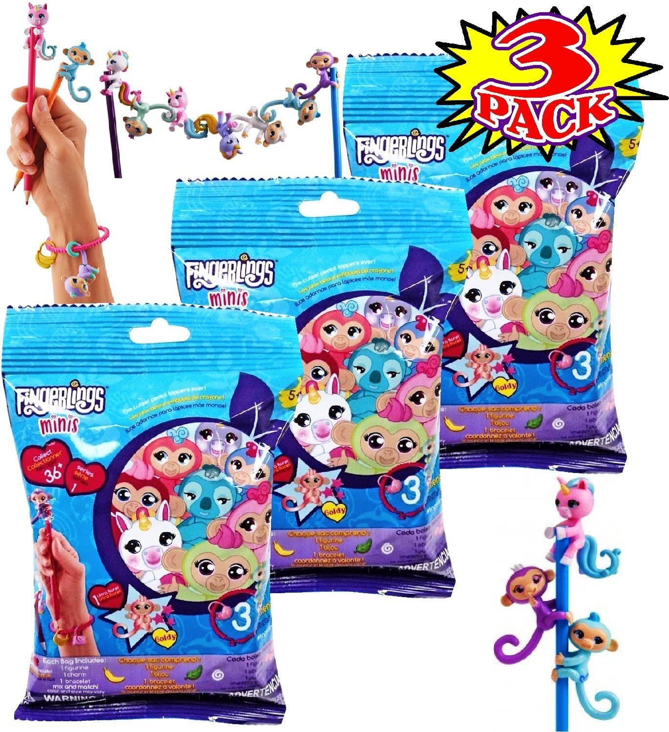 Mini Figure Fingerlings LOT of 3 Mystery Packs