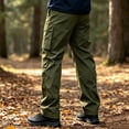 thumbnail image 4 of COSFO Men Cargo Pants Tactical Waterproof 6 Pockets Hiking Pants Relaxed Fit Drawstring Straight Leg Work Solid Mens Pants, 4 of 7