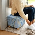 thumbnail image 4 of Jiueut Blue White Golden Marble Print Ottoman Slipcover, Breathable Footrest Sofa Slipcovers Soft Washable Covers for Footstool with Stretch Bottom, 4 of 7