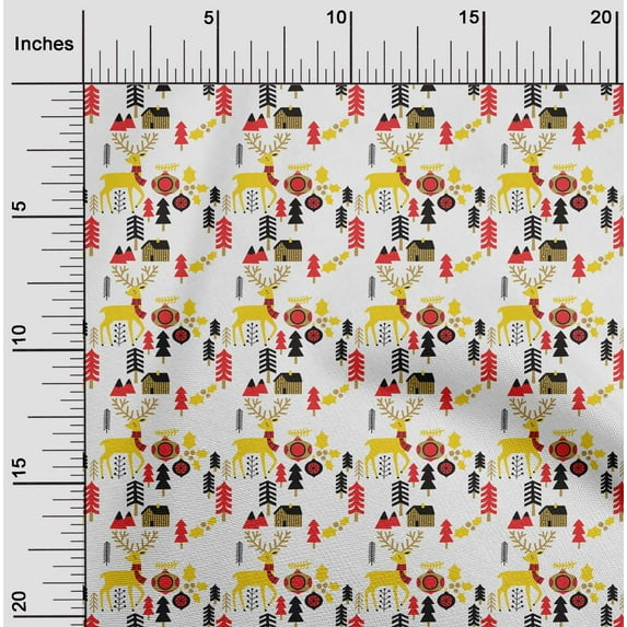 oneOone Cotton Jersey White Fabric Merry Christmas Craft Projects Decor Fabric Printed By The Yard 58 Inch Wide-K4Z