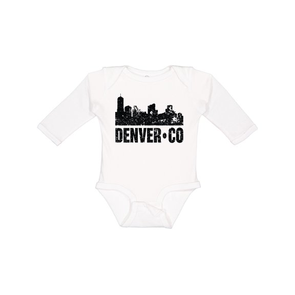 Inktastic Denver Colorado Skyline Grunge Boys or Girls Long Sleeve Baby Bodysuit