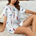 thumbnail image 6 of Kdxio Nautical Lighthouse Sailboat Print Pajamas Sets for Women Short-Sleeved Pjs with Lounge Shorts Two Piece Sleepwear S-4XL, 6 of 8