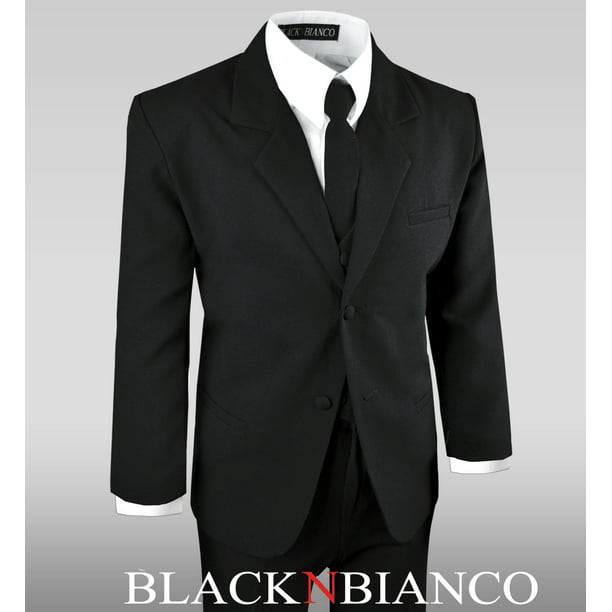 Black N Bianco Boys' Formal Black Suit with Shirt and Vest - Walmart ...