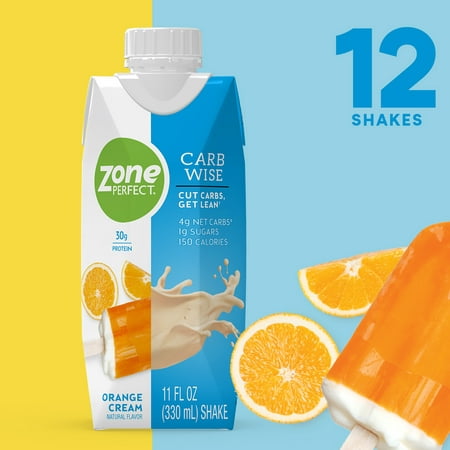 ZonePerfect Carb Wise High-Protein Shakes, Orange Cream Flavor, For A Low Carb Lifestyle, With 30g Protein, 11 fl oz, 12 (Best Low Carb Shakes)