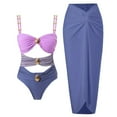 thumbnail image 4 of Solid Color Patchwork One-piece Swimsuit Set Women Fashion Multiple Styles Chic Conservative Metal Buckle Two Piece Set Swimsuit, 4 of 6