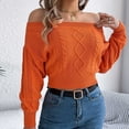 thumbnail image 7 of Levmjia Womens Off Shoulder Sweater Long Sleeve Casual Pullover Winter Solid Color Acrylic Knit Top for Daily Wear Home Office Comfortable Soft, 7 of 7