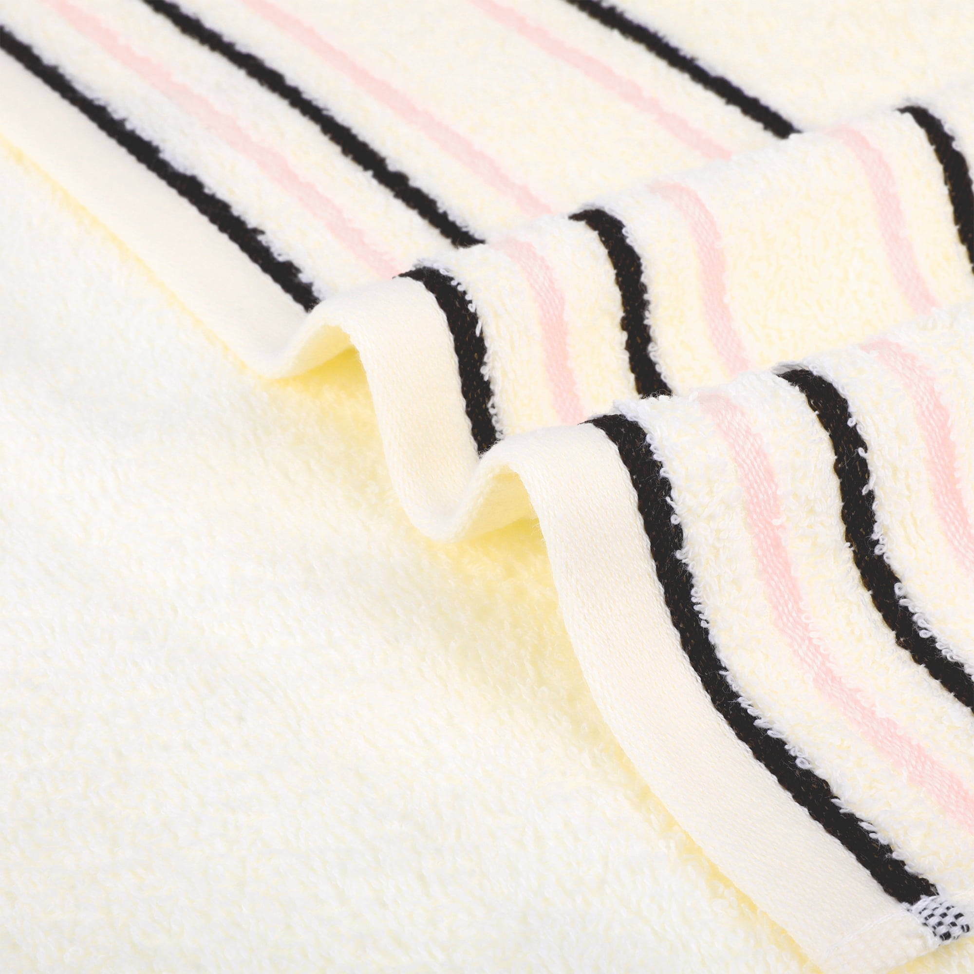 Unique Bargains Striped Pattern Absorbent Hand Towels Beige 4-Piece 13" x 27"