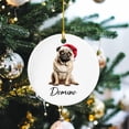 thumbnail image 4 of Personalized Pug Ceramic Ornament, Unique Dog Christmas Ornaments Gift, Custom Name Pug Ornament, Hanging Xmas Tree Decor, 4 of 6