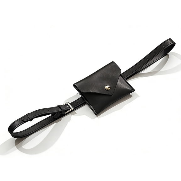 Yonrjhukm Small Waist Bag with Card Bag, PU Leather Mini Belt Decoration for Travel, Storage, and Daily Use, Adjustable Nylon Waist Belt, Versatile and Fashionable Design