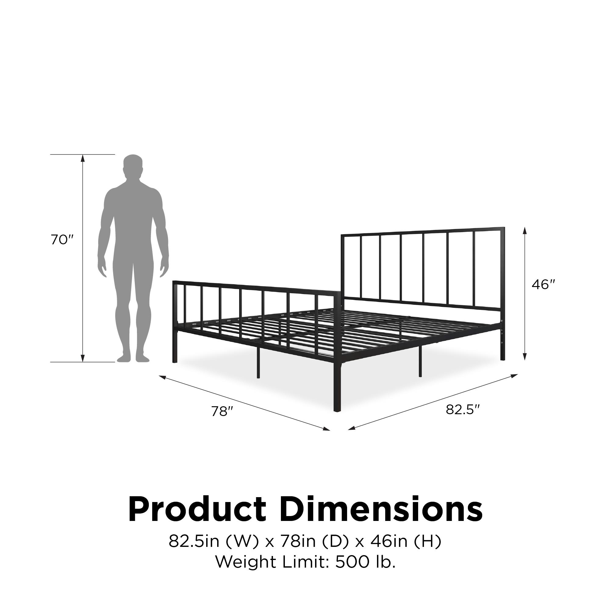 DHP Stella Metal Bed, King, Black
