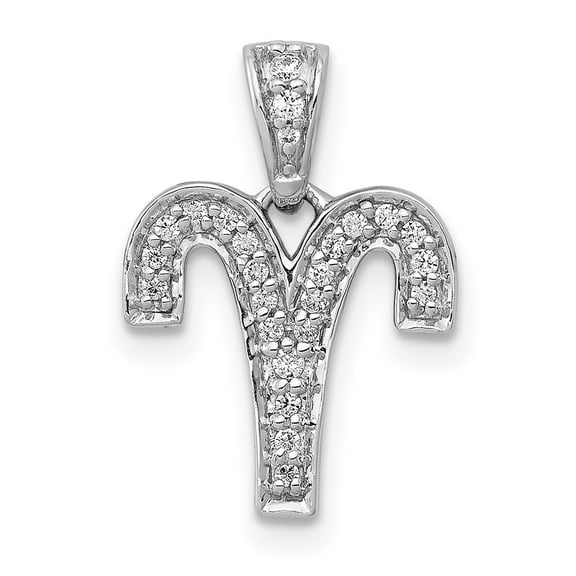 14k White Gold Diamond Aries Zodiac Pendant Charm