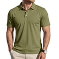 thumbnail image 3 of Mens Polo Shirts Casual Short Sleeve Moisture Wicking Breathable Solid Knit T-Shirts UPF50+ Athletic Collared Golf Shirts Army Green 3XL, 3 of 6