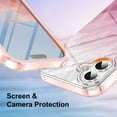 thumbnail image 3 of iPhone 16 Plus Case with Screen Protector, Gradient Color Feather Pattern Full Body Shockproof Protective Anti-Scratch Drop Proof Slim Fit Phone Case for Apple iPhone 16 Plus, Pink, 3 of 6