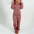 thumbnail image 2 of RQYYD Fleece Onesie Pajamas for Women Fuzzy Sherpa Hooded Romper One Piece Winter Sleepwear Flannel Pajama Jumpsuit, 2 of 5