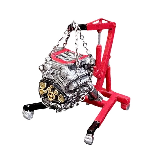 Modelo de suspensión de motor a escala 1/64, adorno coleccionable clásico, miniatura creativa para mantenimiento de vehículos, para escenas de taller, Motor A02 rojo W