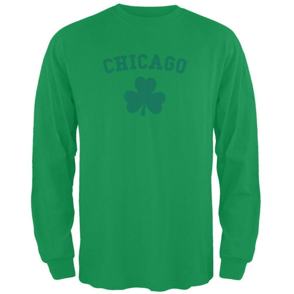 St. Patrick's Day - Chicago Shamrock Green Adult Long Sleeve T-Shirt - X-Large