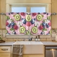 thumbnail image 2 of Yayeee Kitchen Curtains Tier Set of 2 Light Filtering 57"x36" Over Sink Window Panels, Pink Blueberries, 2 of 7