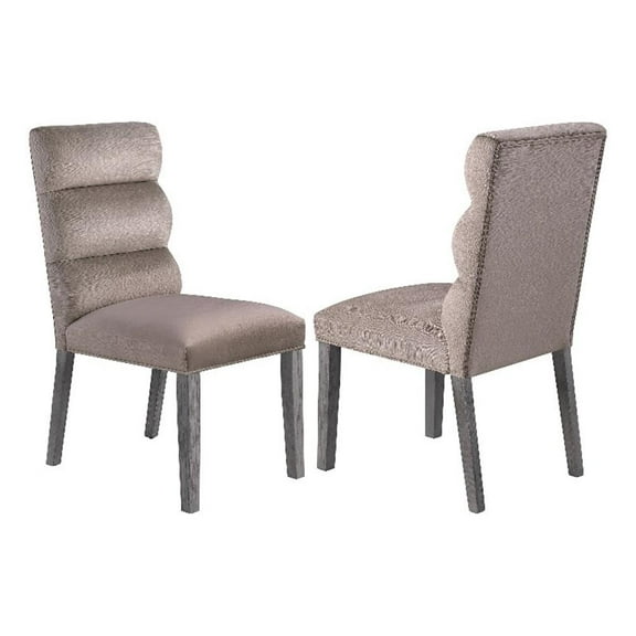 Pemberly Row Modern Fabric Upholstered Dining Side Chair in Ash (Set of 2)