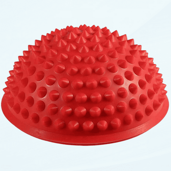 Spiky Massage Ball, Half Round Balance Exercise Ball for Foot Massage, Yoga Balls Fitness Exercise Gym Massager, Spiked Roller Ball for Foot Back Muscles, 5 Colors(Red)