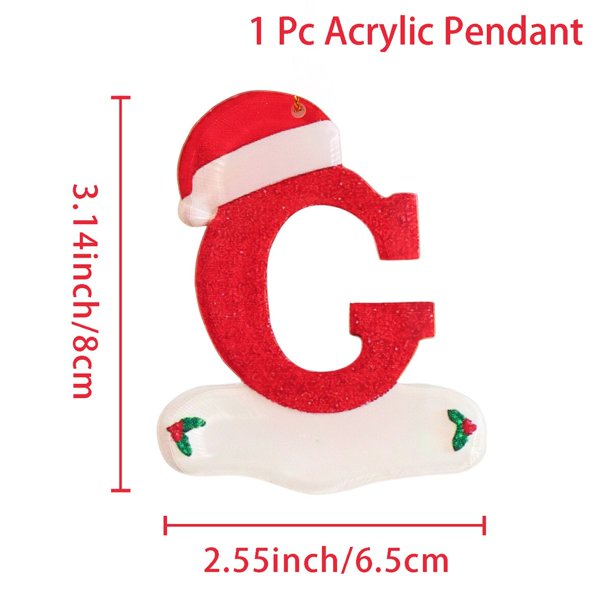 Colgantes acrílicos con letras de dibujos animados para árbol de Navidad, decoración de Feliz Navidad para el hogar, sombrero, A-Z, 2023