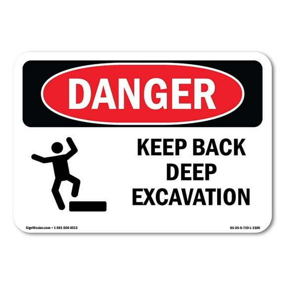 OSHA Danger Sign - Keep Back Deep Excavation | Decal | Protect Your Business, Construction Site, Warehouse & Shop Area |  Made in The USA