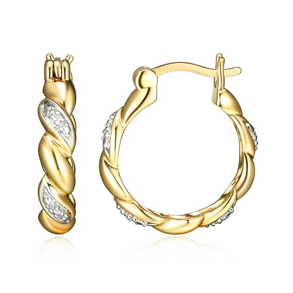 Forever Facets Braided Hoop Earrings, Bronze, 0.005 ct. t.w