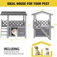 thumbnail image 6 of Aivituvin Wood Cat House with Balcony, Outdoor Indoor Kitty Shelter with Stairs, 6 of 10