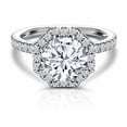thumbnail image 5 of HeartsAndYou Halo Solitaire with Accents Ring 1.5ct Round Cut Moissanite 18k White Gold Over Silver, 5 of 9