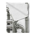 thumbnail image 2 of Industrial Soft Flannel Fleece Throw Blanket, Maze of Pipelines Faucets and Valve Gasoline Engineering Themed Print, Cozy Plush for Indoor and Outdoor Use, 50" x 60", Grey White, by Ambesonne, 2 of 5